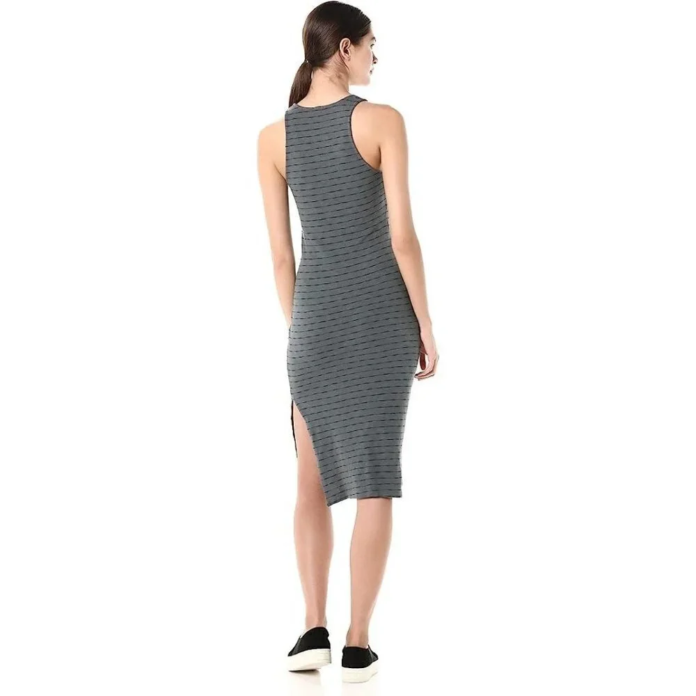 Monrow Blue Cotton Striped Sleeveless Scoop Neck Midi Tank Dress Size‎ S - Picture 3 of 10